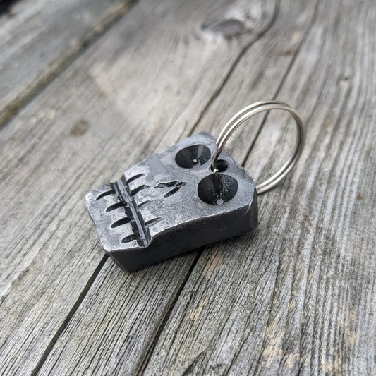 Hand Forged Steel Skull Keychain