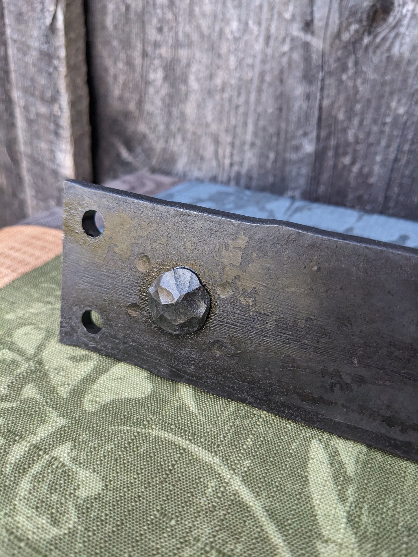 Large Twisted Hand Forged Door Pulls on Sturdy Backplate