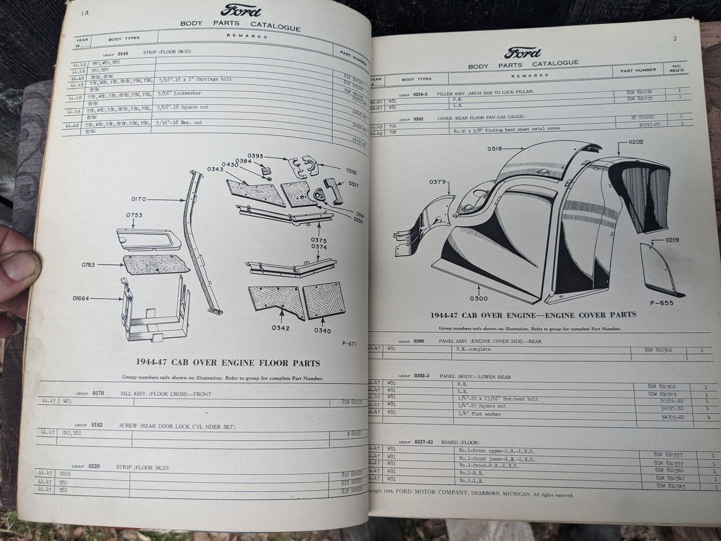 Ford Mercury 1944-1948 Body Part List for Passenger Cars, Commercial and Truck 1945 1946 1947