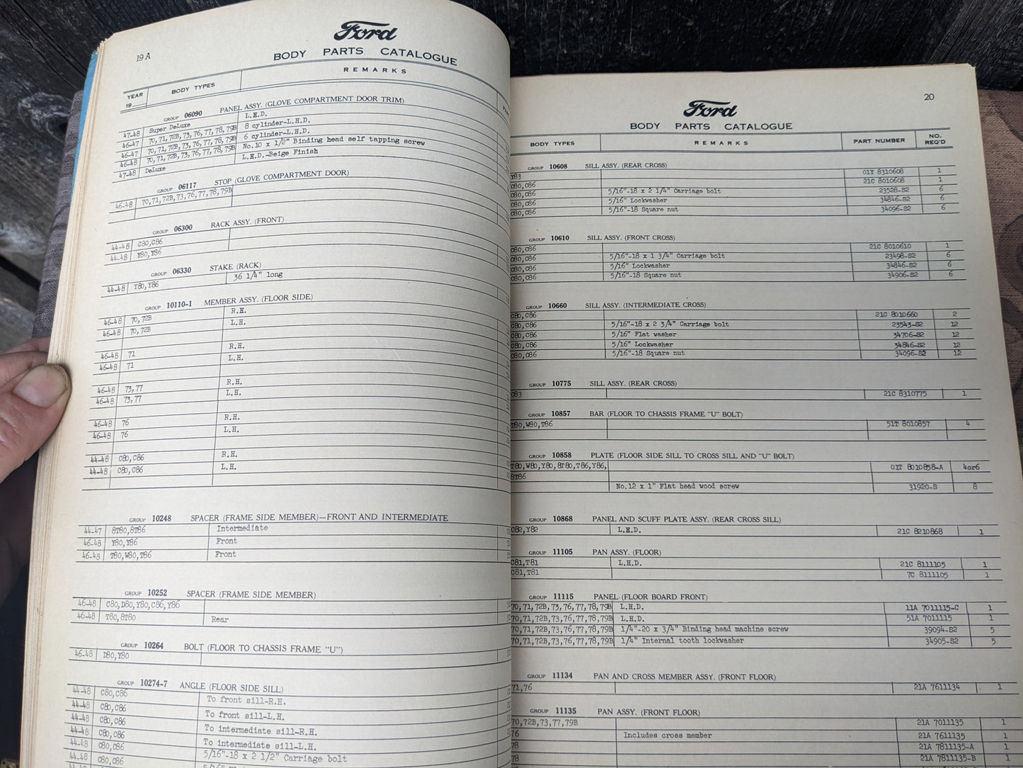 Ford Mercury 1944-1948 Body Part List for Passenger Cars, Commercial and Truck 1945 1946 1947