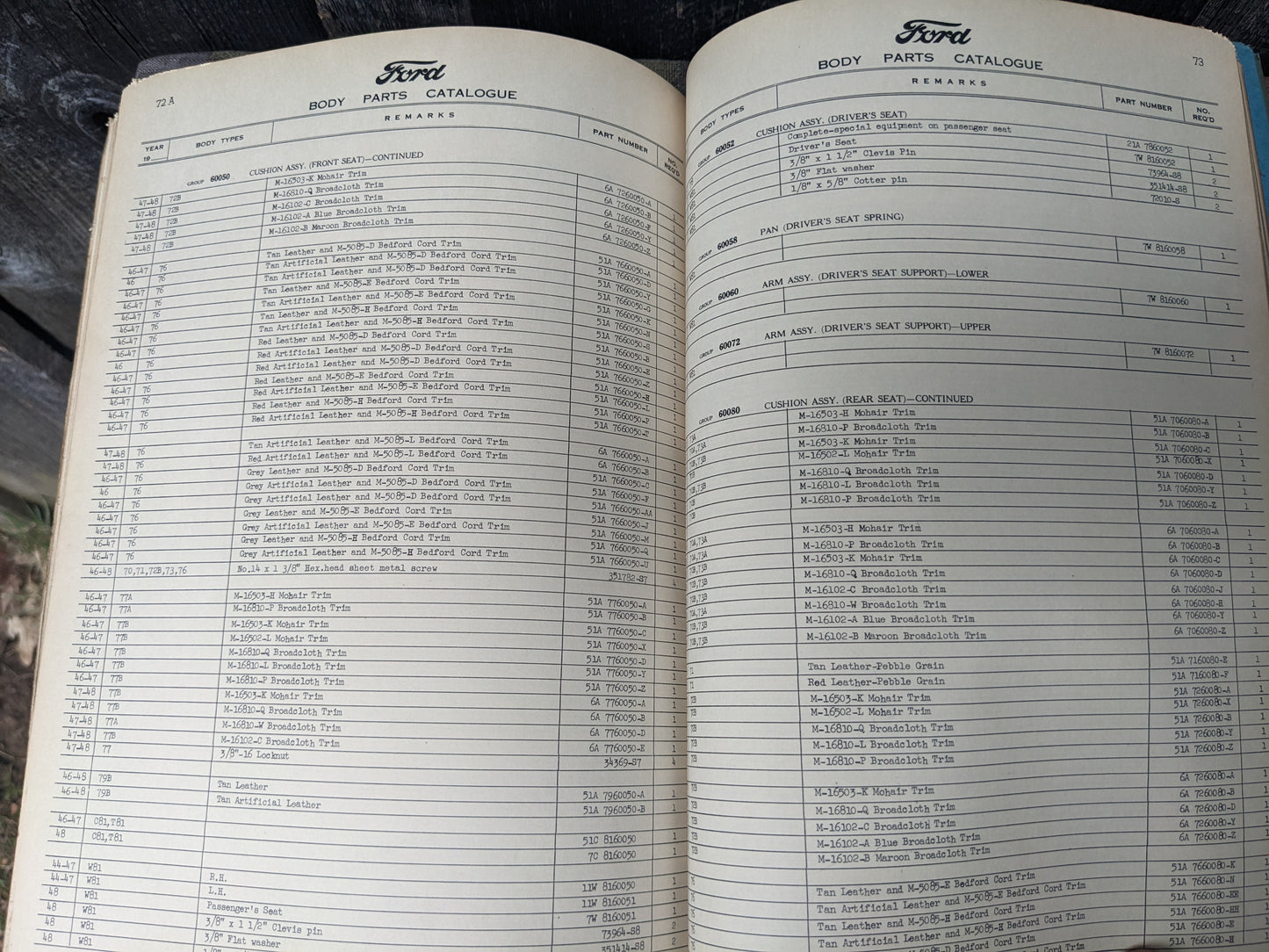 Ford Mercury 1944-1948 Body Part List for Passenger Cars, Commercial and Truck 1945 1946 1947