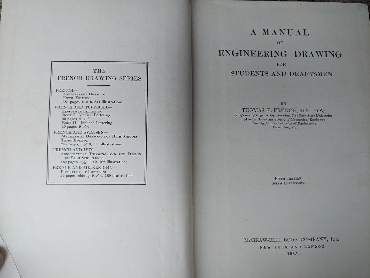 A Manual of Engineering Drawing for Students & Draftsmen, Thomas French, 1937
