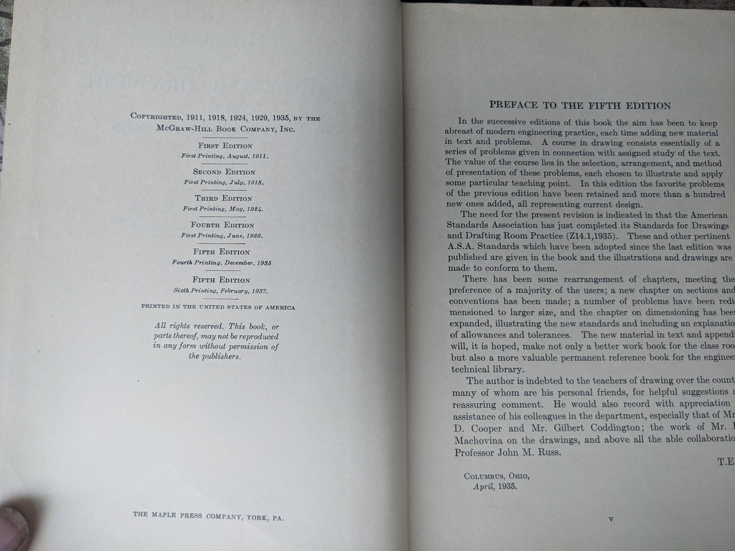 A Manual of Engineering Drawing for Students & Draftsmen, Thomas French, 1937