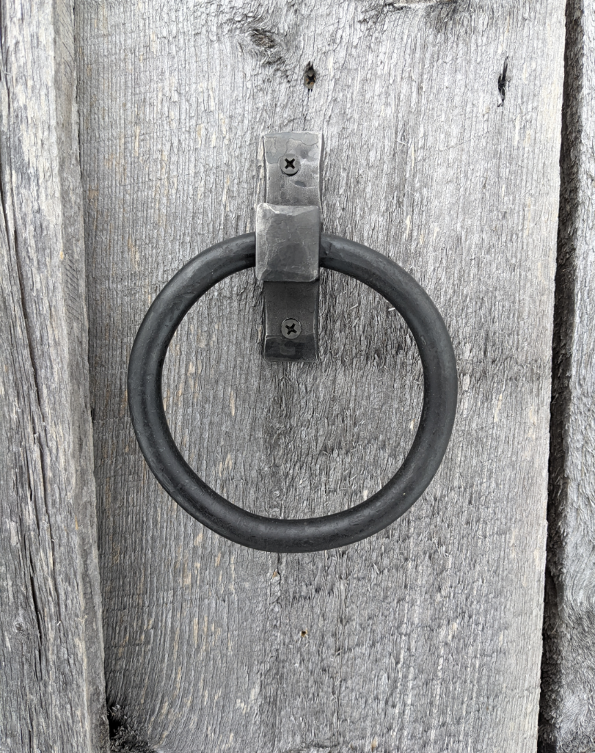 Single Large Hand Forged Ring Handle- 5" Diameter