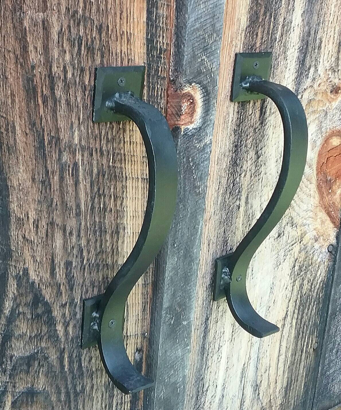 Set of 2 Gracefully Curved Hand Forged Door Pulls
