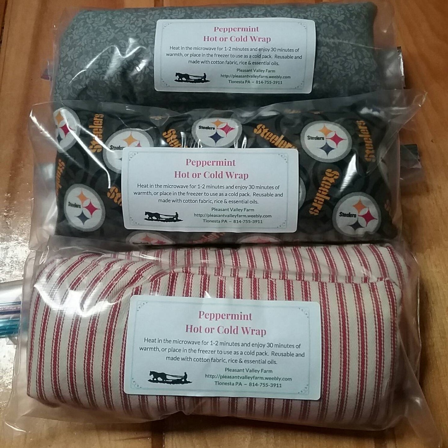 Energizing Peppermint Scented Heating or Cooling Wrap, All-Natural Rice Bag. Reusable and Earth Friendly. Great for sinuses!