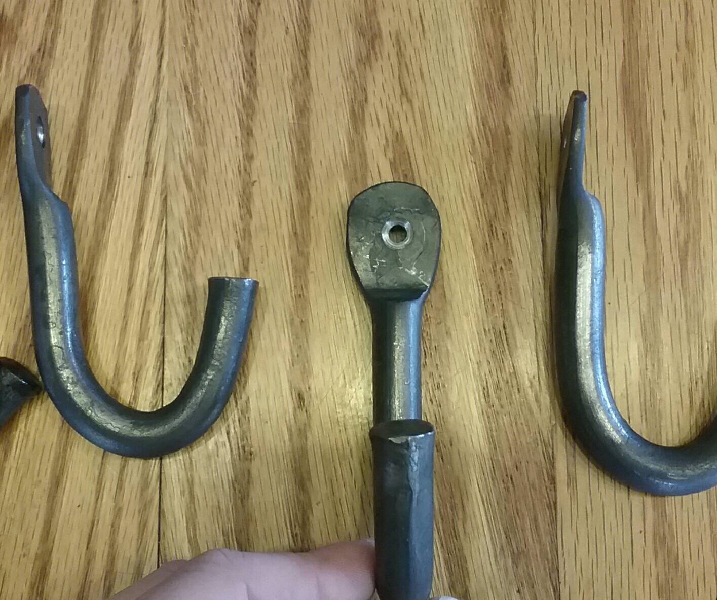 Set of Six Hand Forged Hooks Made with 1/2" Round Stock Steel . Vintage/Antique/Industrial Wrought Iron Look