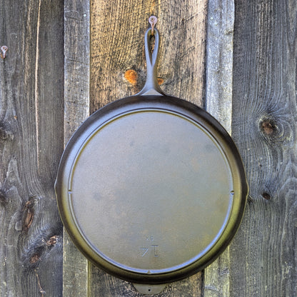 Vintage Lodge # 14 Cast Iron Skillet with Three Notch Heat Ring