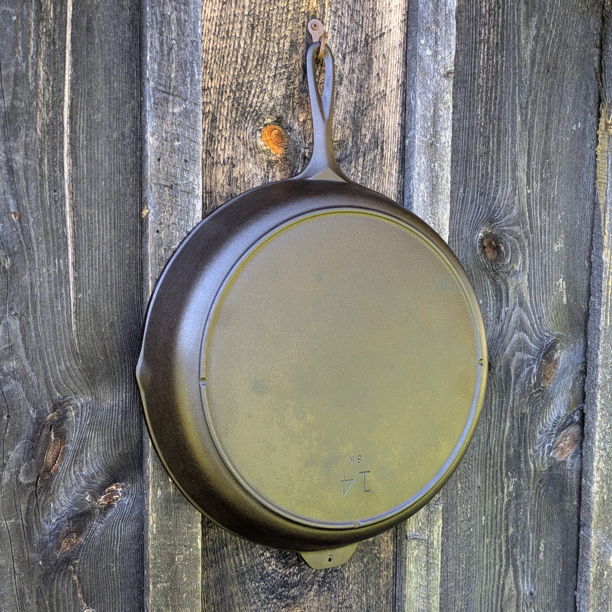 Vintage Lodge # 14 Cast Iron Skillet with Three Notch Heat Ring