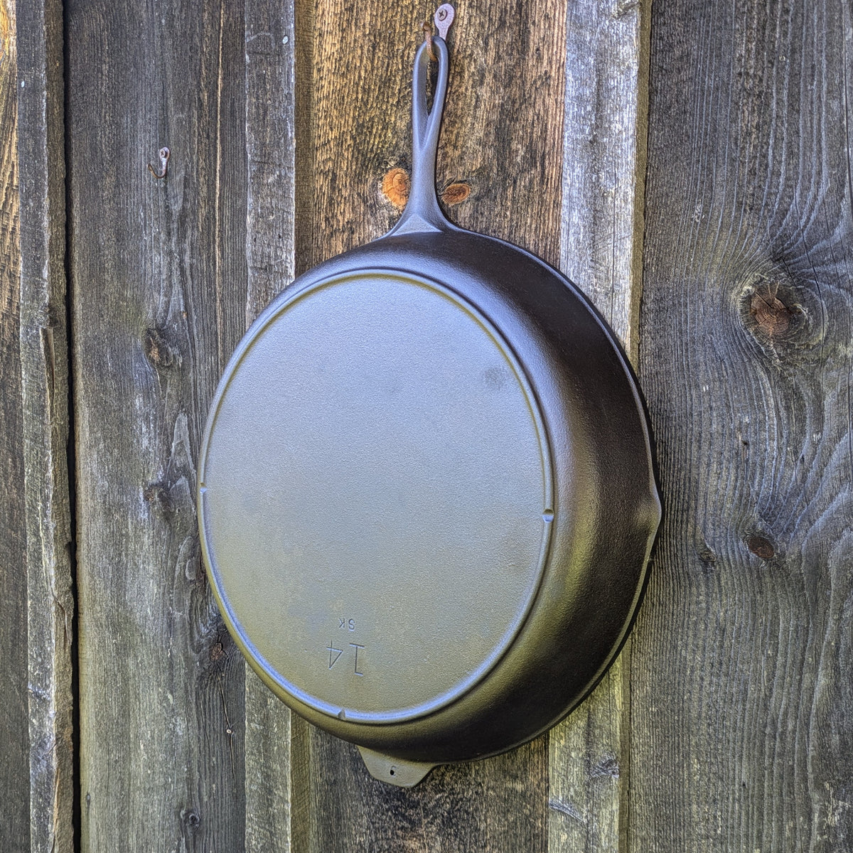 Vintage Lodge # 14 Cast Iron Skillet with Three Notch Heat Ring