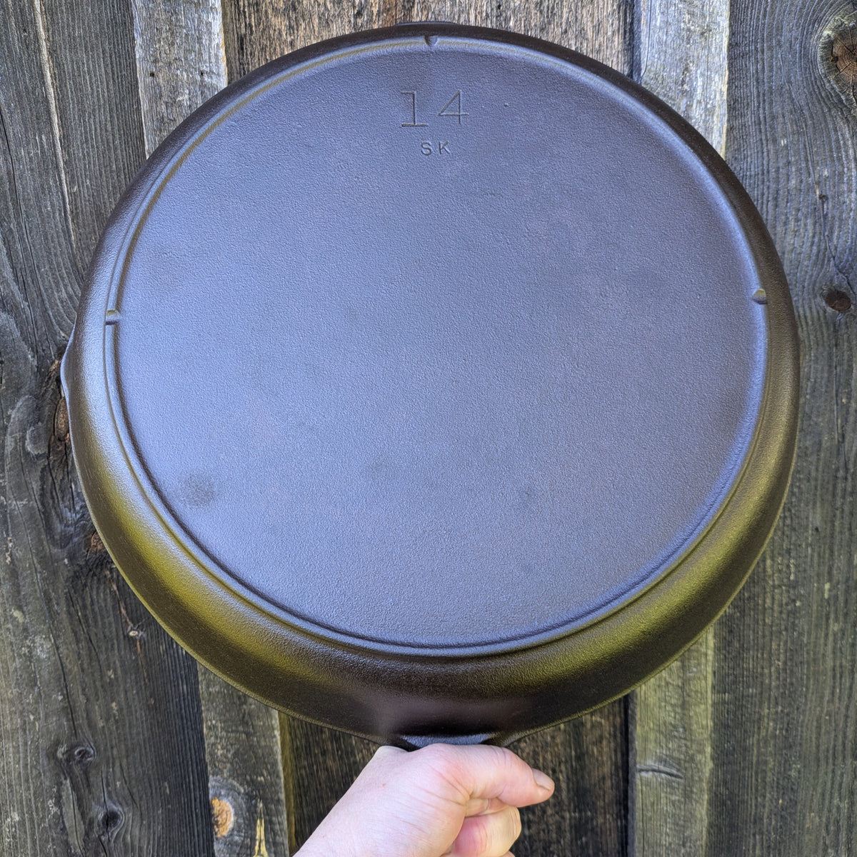 Vintage Lodge # 14 Cast Iron Skillet with Three Notch Heat Ring