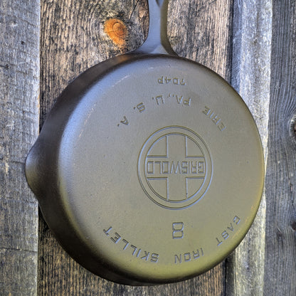 Griswold #8 Large Block Logo Cast Iron Skillet Smooth Bottom 704 P