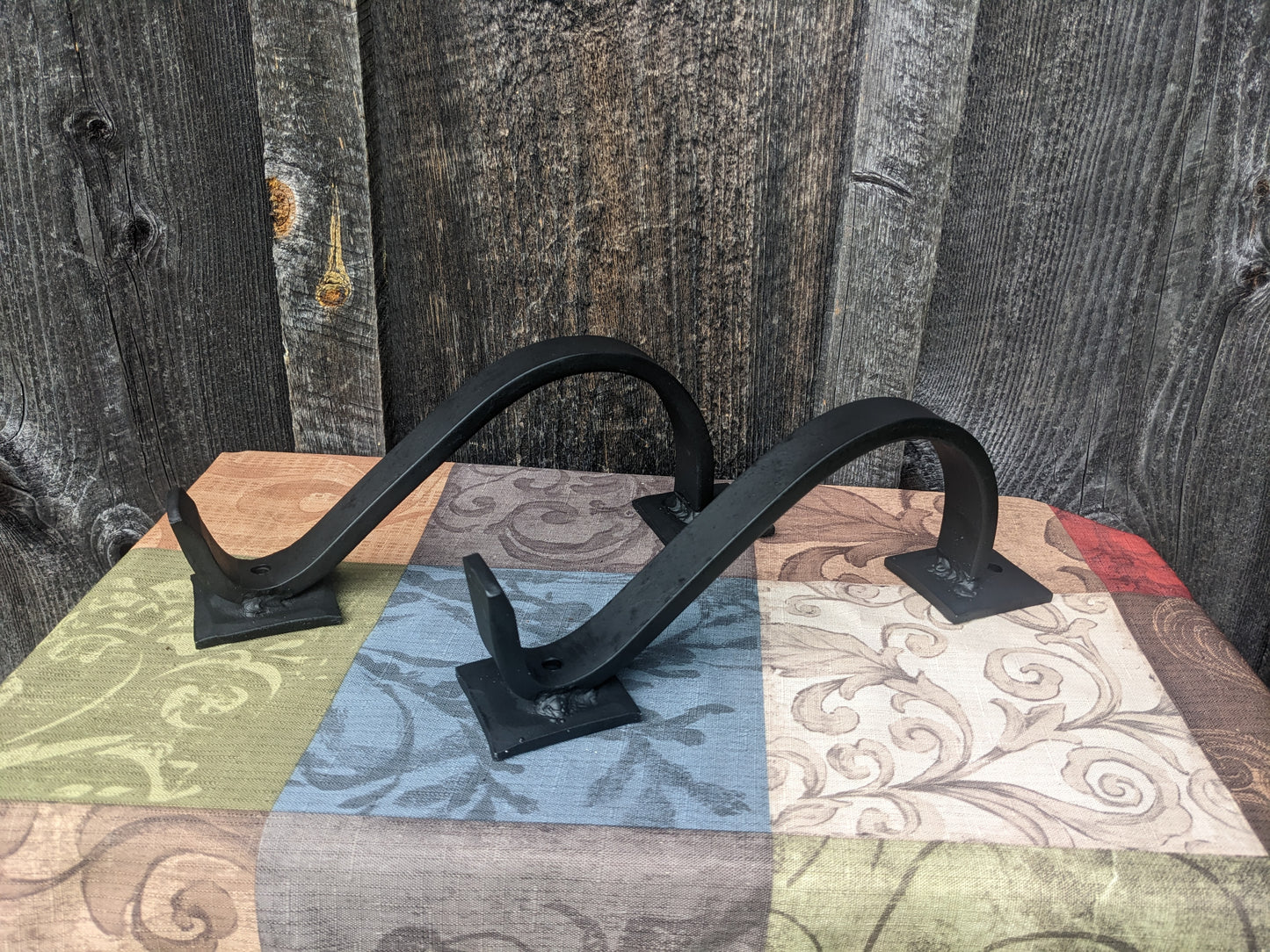 Set of 2 Gracefully Curved Hand Forged Door Pulls