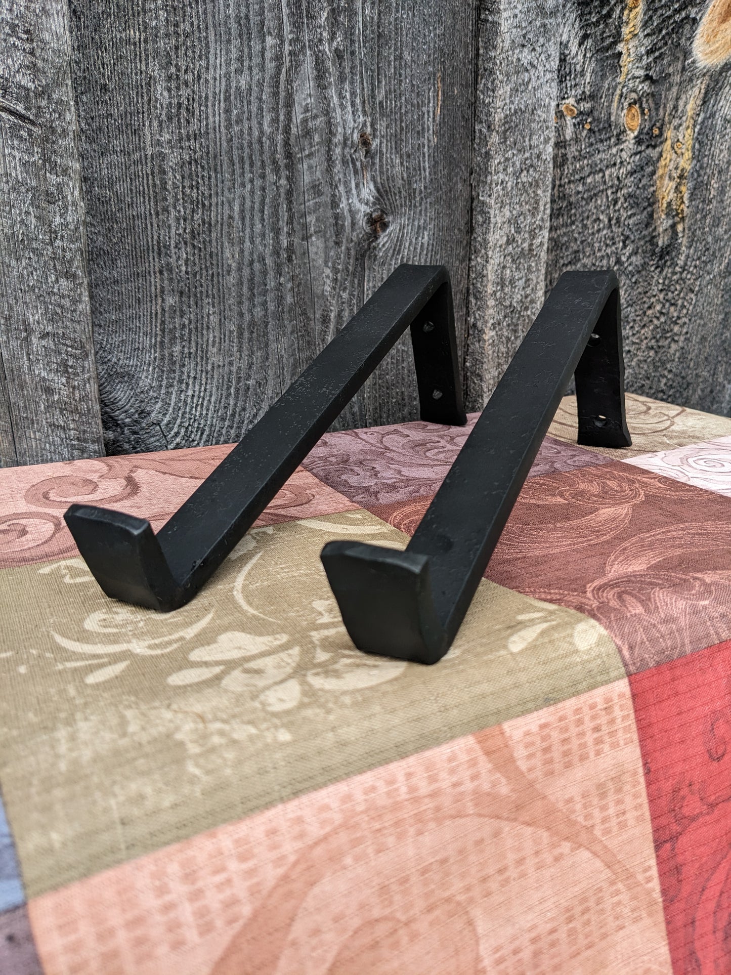 Set of 2 Hand Forged Blacksmith Made Floating Shelf Brackets- heavy duty for books and more!