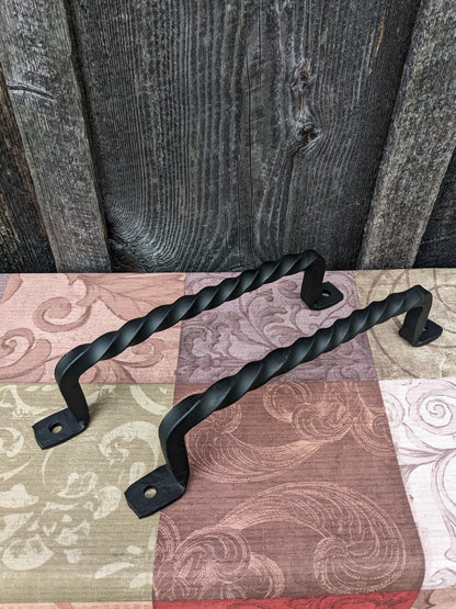 Set of 2 Twisted Hand Forged Handles