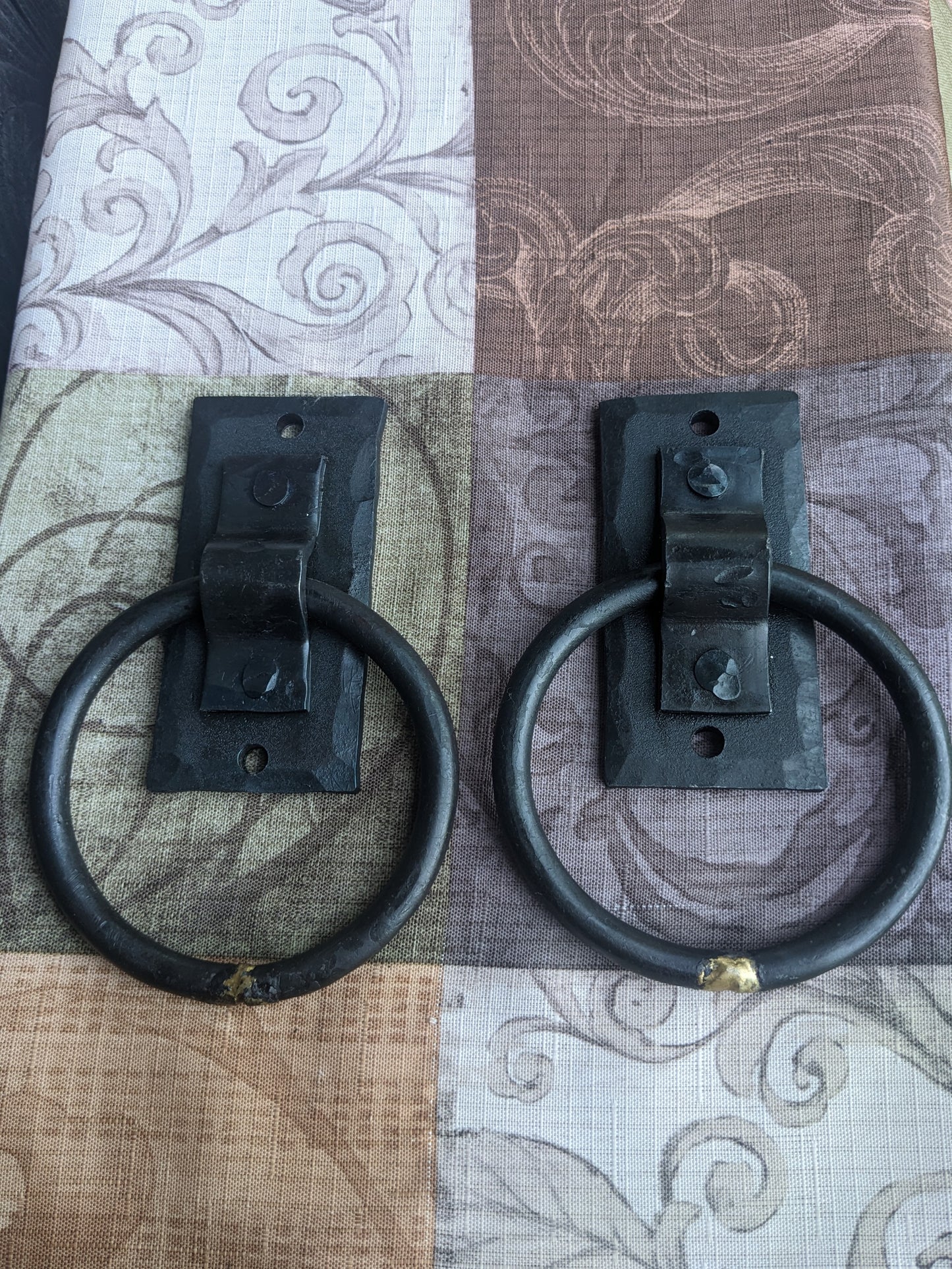 Set of 2 Hand Forged Brazed Ring Handles