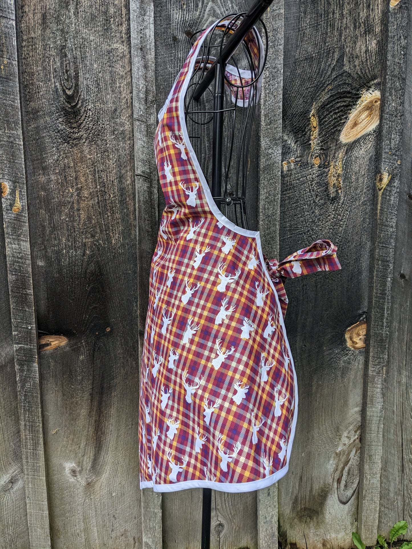 Stag's Head and Plaid Vintage Inspired Apron
