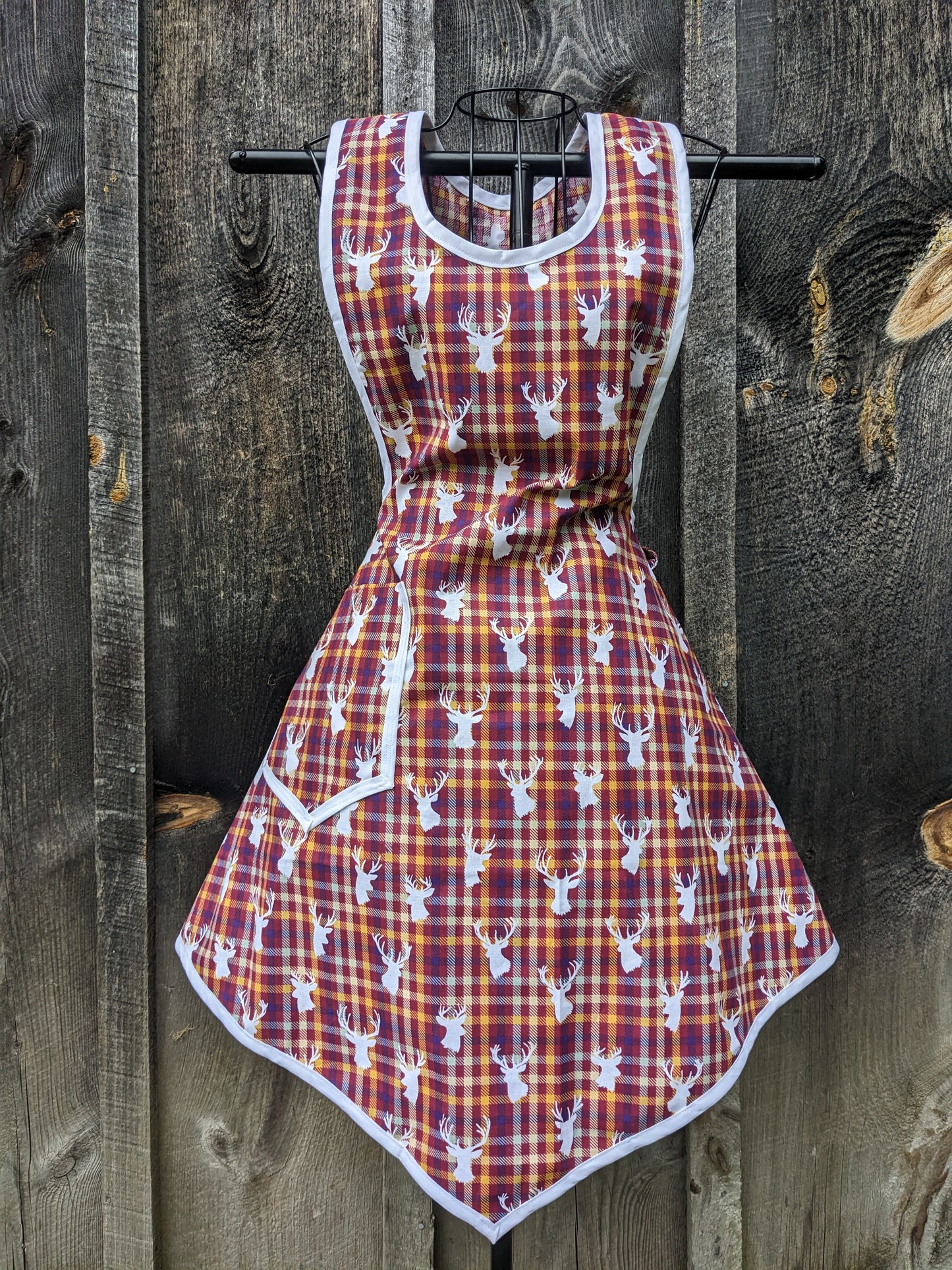 Stag's Head and Plaid Vintage Inspired Apron