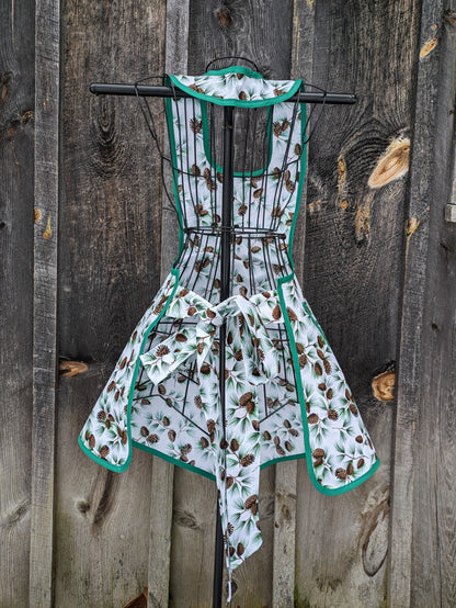 Glittering Snow on Pine Branches Vintage Inspired Apron