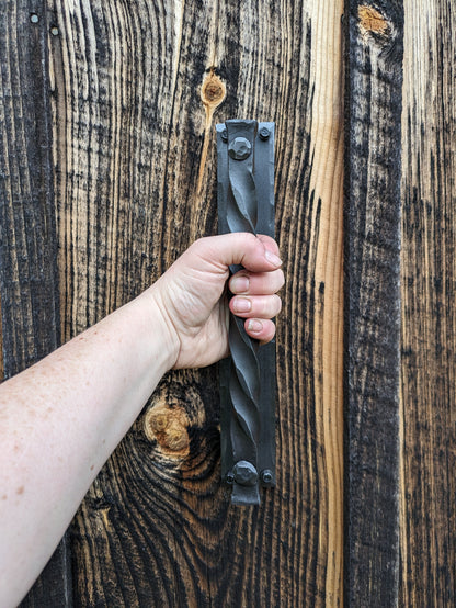 Single Hand Forged Large Twisted Handle on Sturdy Backplate