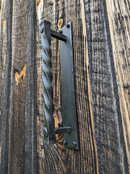 Single Hand Forged Large Twisted Handle on Sturdy Backplate