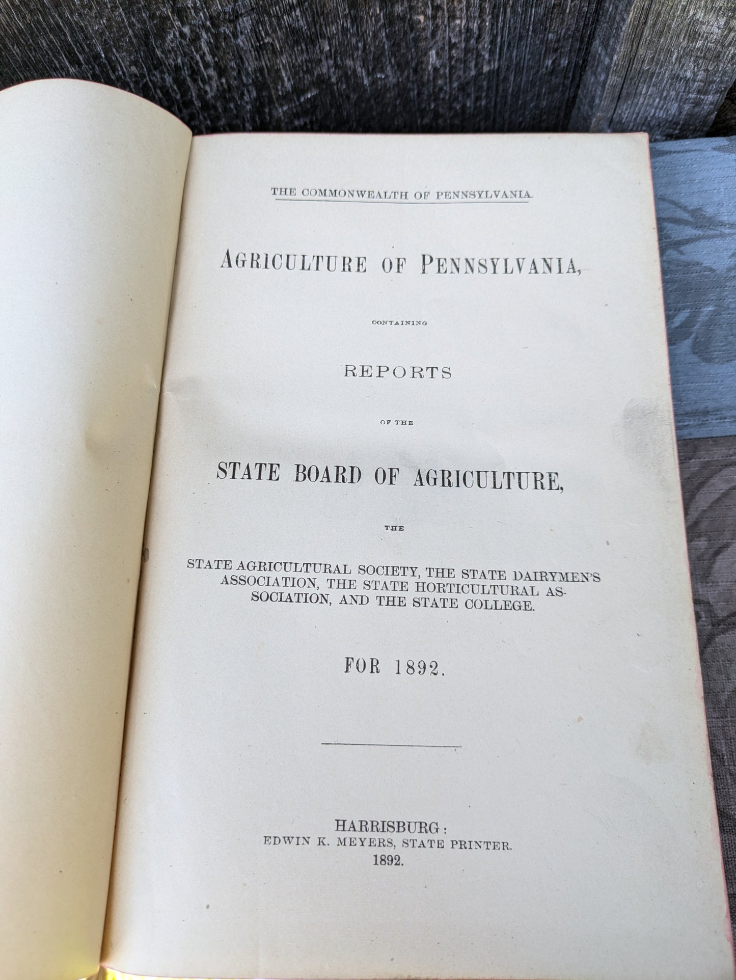 Agriculture of Pennsylvania 1892 State Board of Agriculture Report