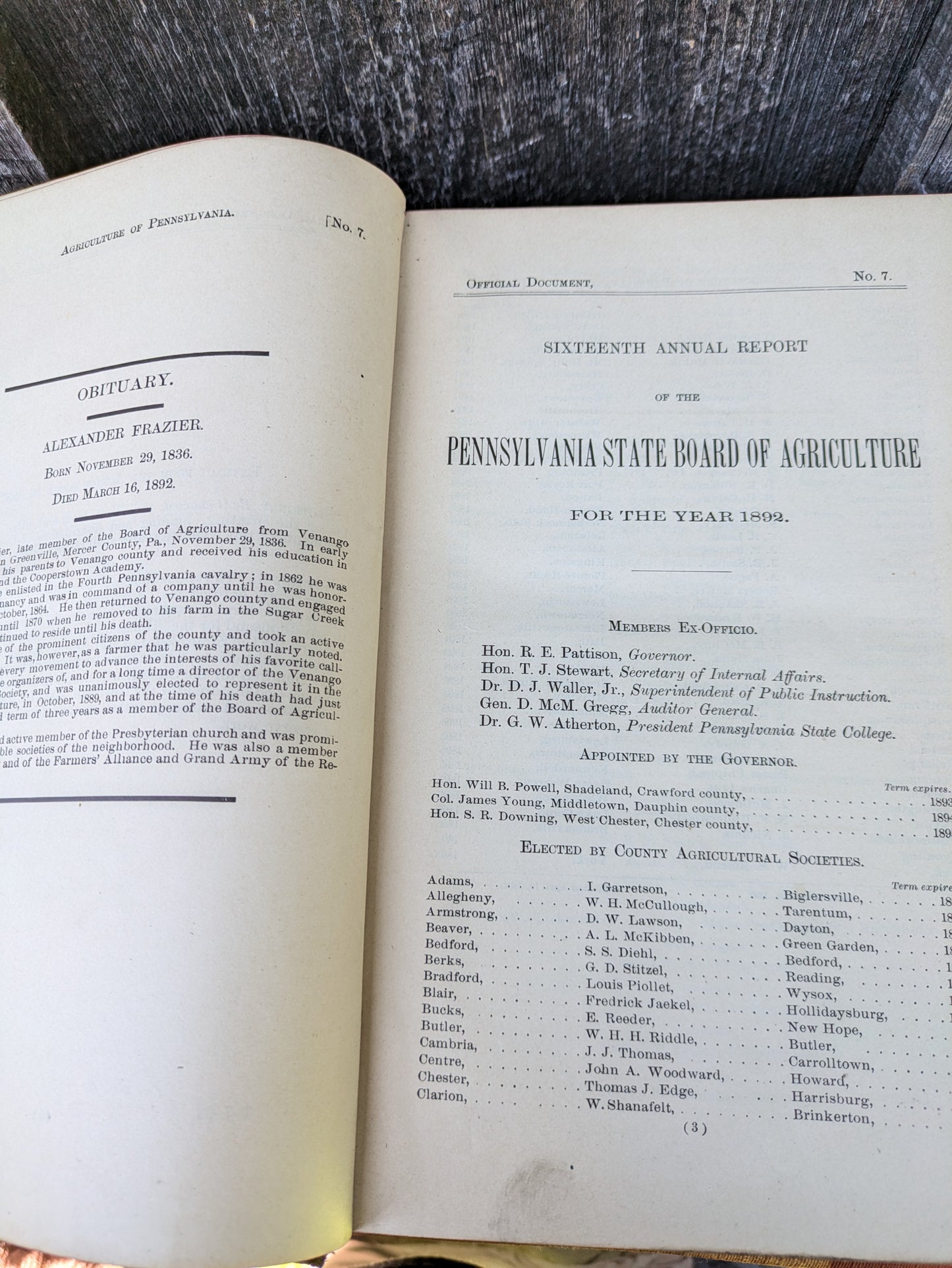 Agriculture of Pennsylvania 1892 State Board of Agriculture Report