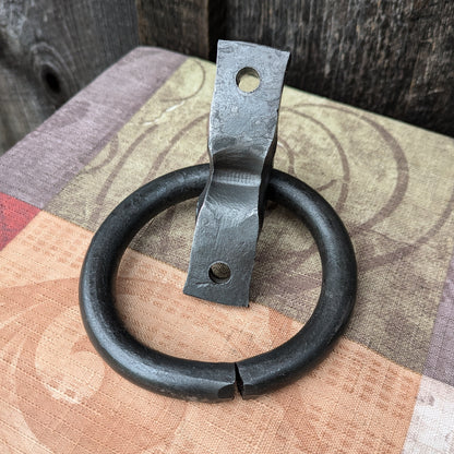 Single Round Ring Hand Forged Handle, Door Pull, Door Knocker, Tie Down