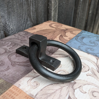 Single Round Ring Hand Forged Handle, Door Pull, Door Knocker, Tie Down