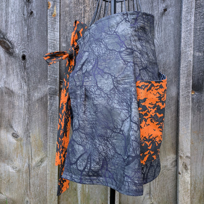 Spooky Bats Vintage Inspired Half Apron with Pockets