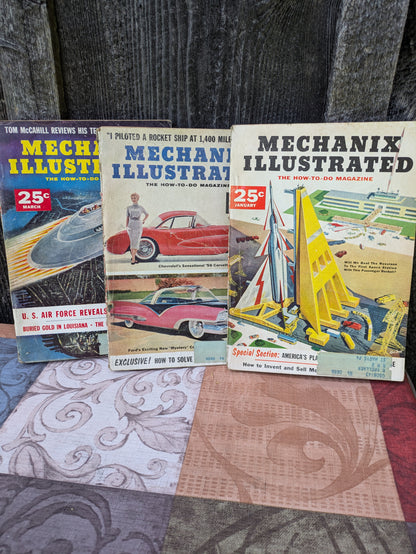 Set of 11 Vintage Mechanix Illustrated Magazines from 1956