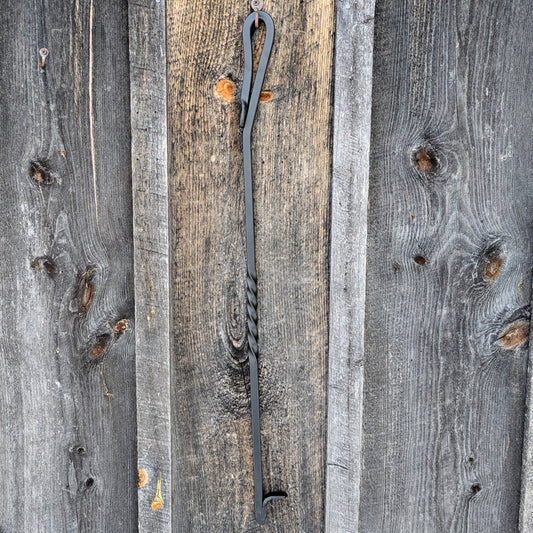 Heavy Duty Hand Forged Twisted Fire Poker with Thumb Rest