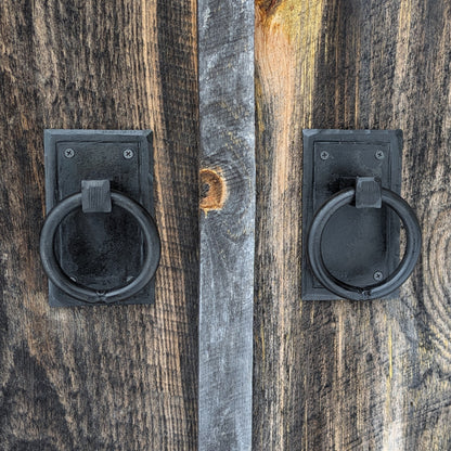 Set of 2 Hand Forged Ring Handles on Sturdy Backplate