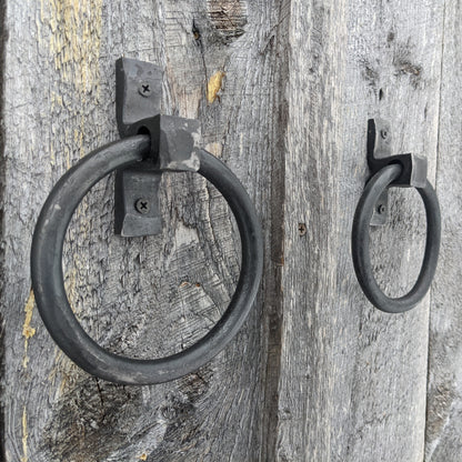 Large Hand Forged Ring Handles- 5" Diameter, Set of 2