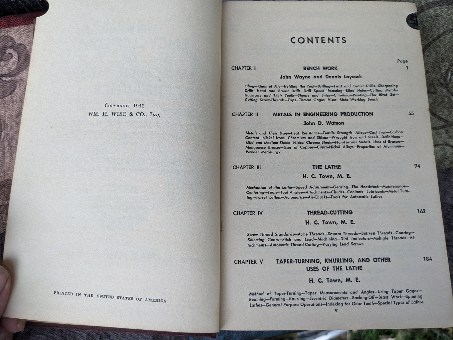 New Encyclopedia of Machine Shop Practice by Barnwell, 1941.