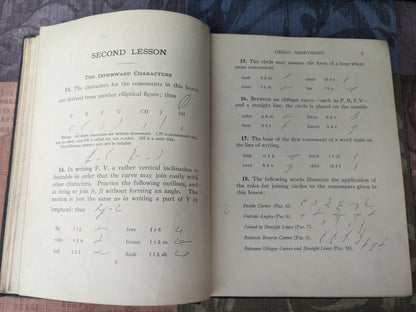 Antique 1916 edition Gregg Shorthand, A Light-Line Phonography for the Million, New and Revised