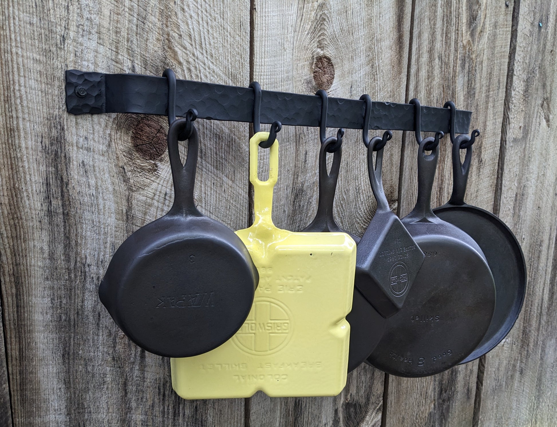 Hand Forged 36 Hammer Finish Pot Rack With Movable Hooks Sturdy Enough for Cast  Iron Display 