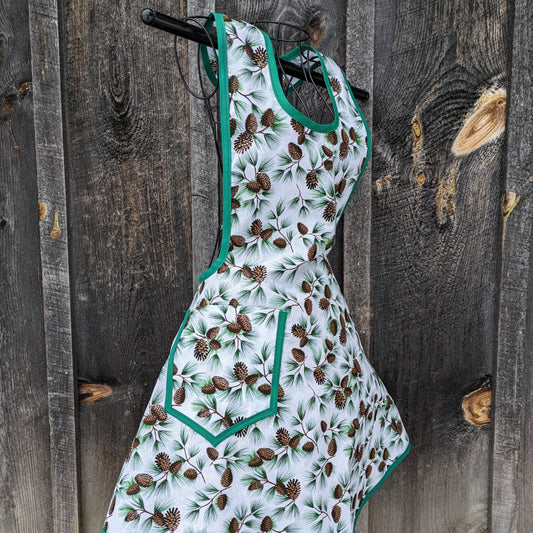 Glittering Snow on Pine Branches Vintage Inspired Apron