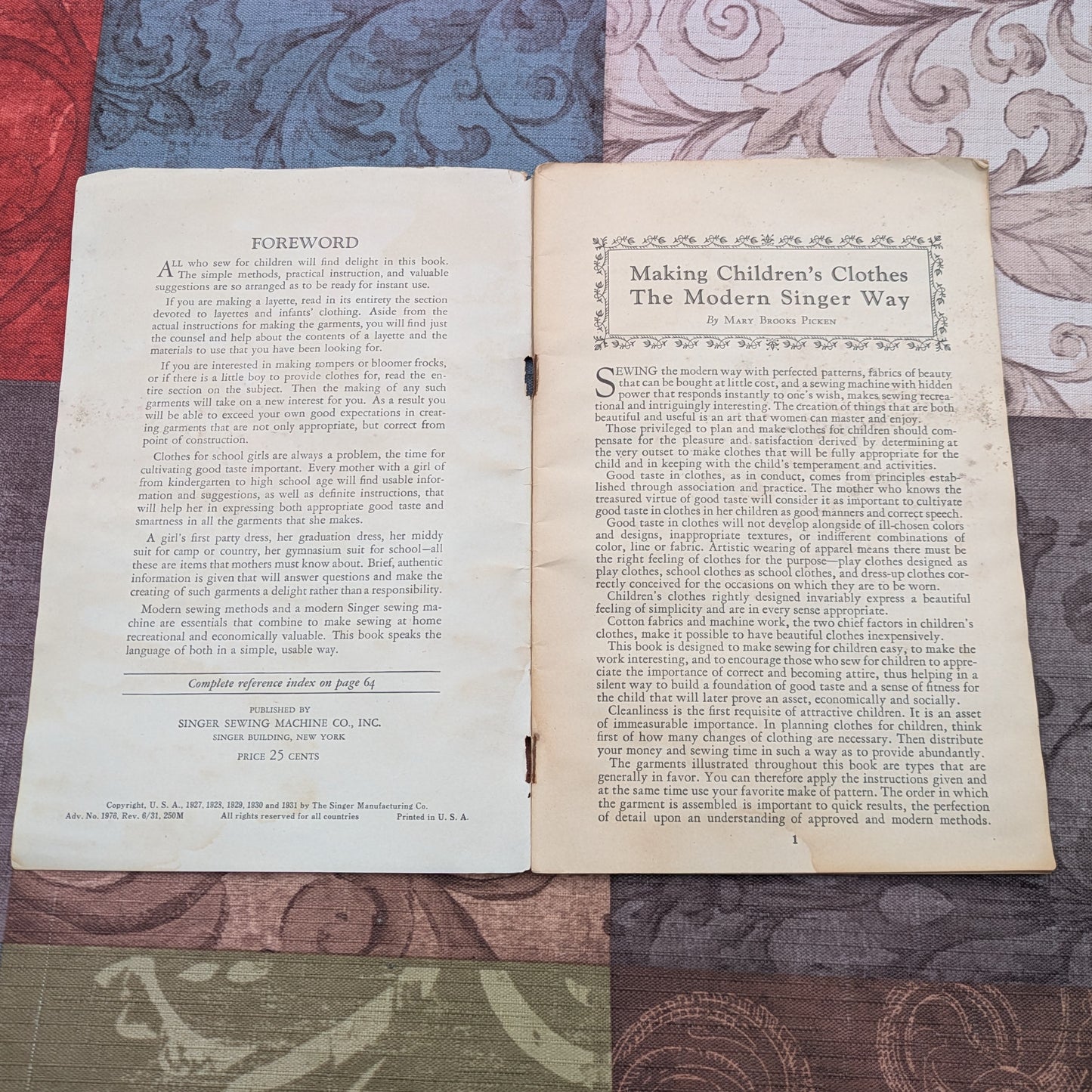 Vintage 1930's Singer Sewing Library Books 3 & 4- Children's Clothes and How to Make Draperies