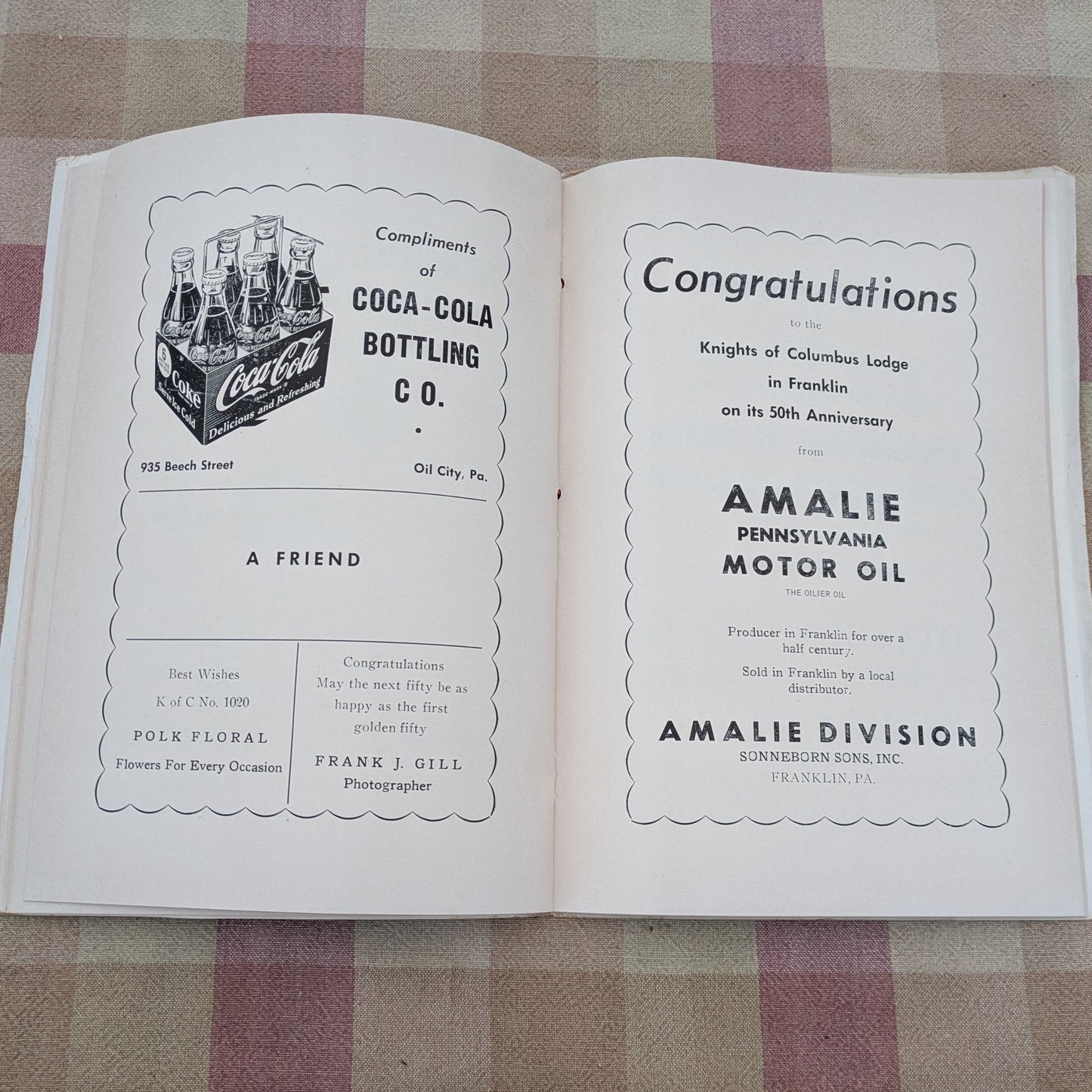 1955 Franklin PA Knights of Columbus 50th Anniversary Booklet