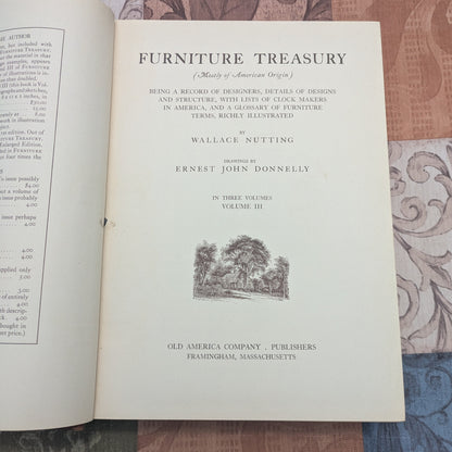 First Edition Furniture Treasury by Wallace Nutting, Complete 3 Volume Set