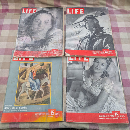 12 Life Magazines October - December 1946