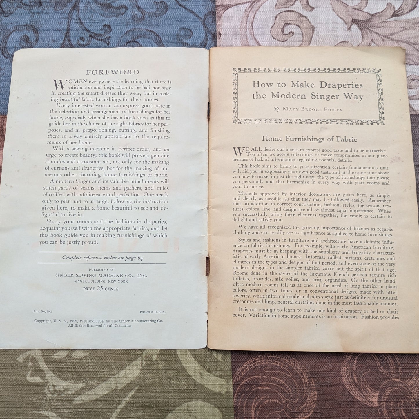 Vintage 1930's Singer Sewing Library Books 3 & 4- Children's Clothes and How to Make Draperies