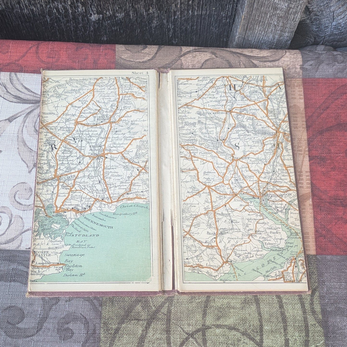 Antique English Maps- Bacon's Road-Map of the South Coast & Bartholomew's Map of the Lake District