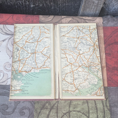 Antique English Maps- Bacon's Road-Map of the South Coast & Bartholomew's Map of the Lake District