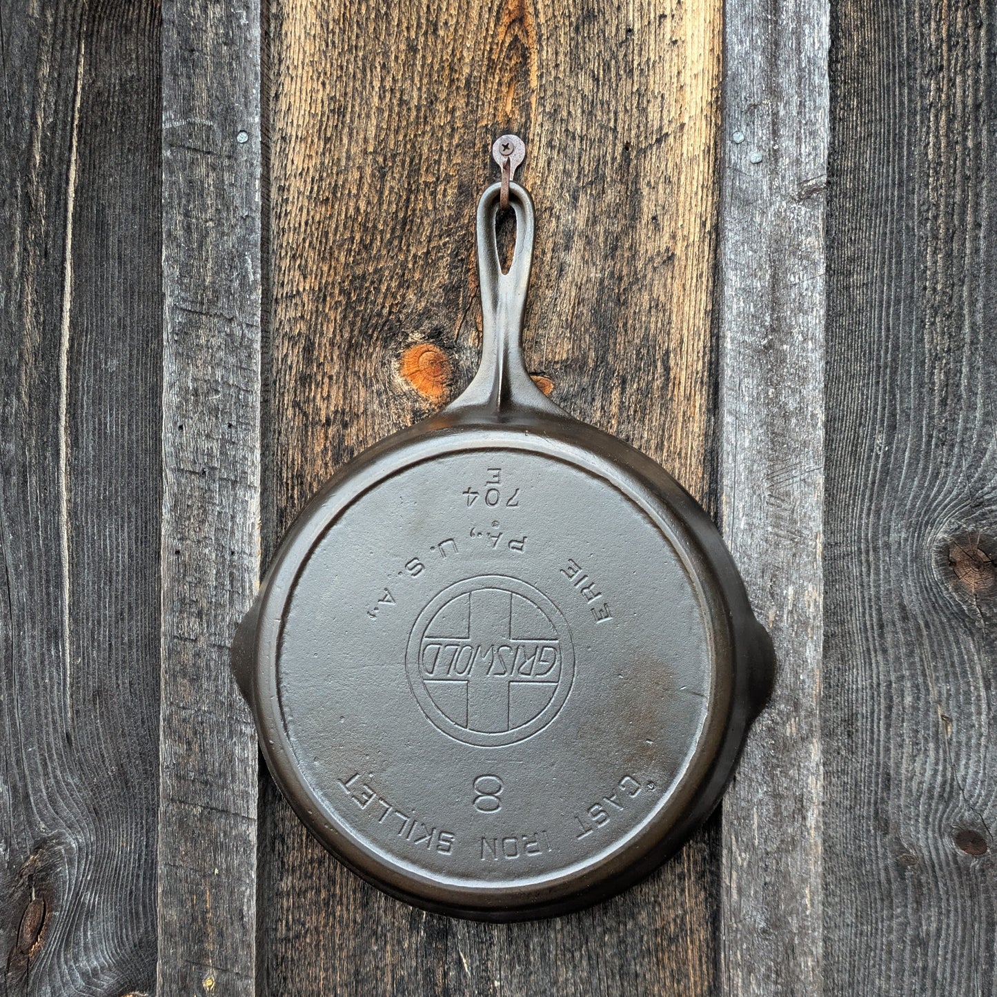 Vintage Griswold #8 Slant EPU Cast Iron Skillet 704 M with Heat Ring