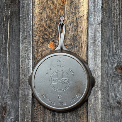 Vintage Griswold #8 Slant EPU Cast Iron Skillet 704 M with Heat Ring