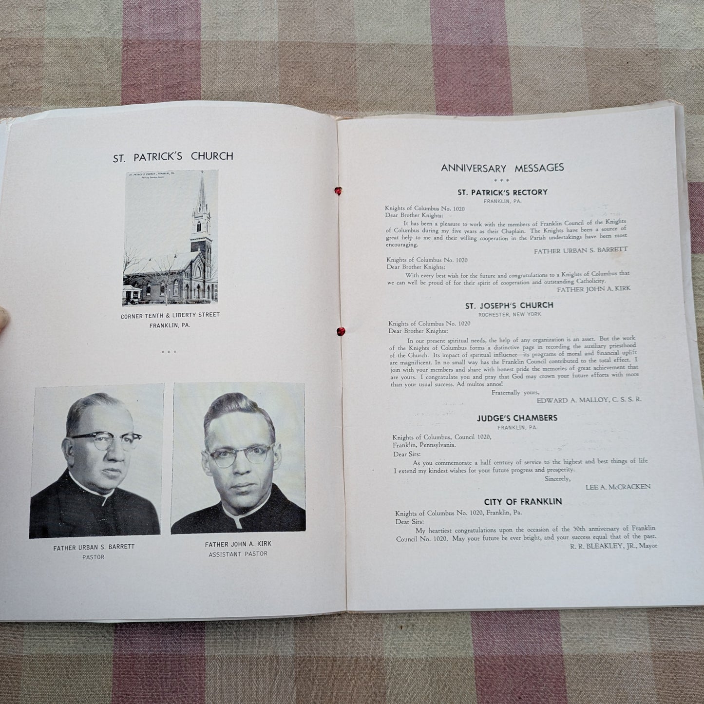 1955 Franklin PA Knights of Columbus 50th Anniversary Booklet