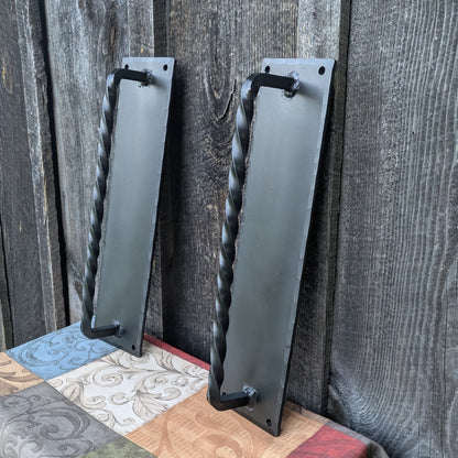 Hand Forged Twisted Handles on 16" x 4" Backplates