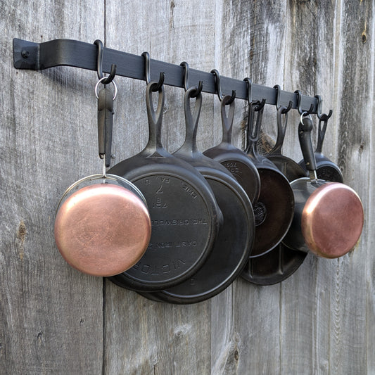 Hand Forged Smooth Finish Wall Mounted Pot Rack-36" Length